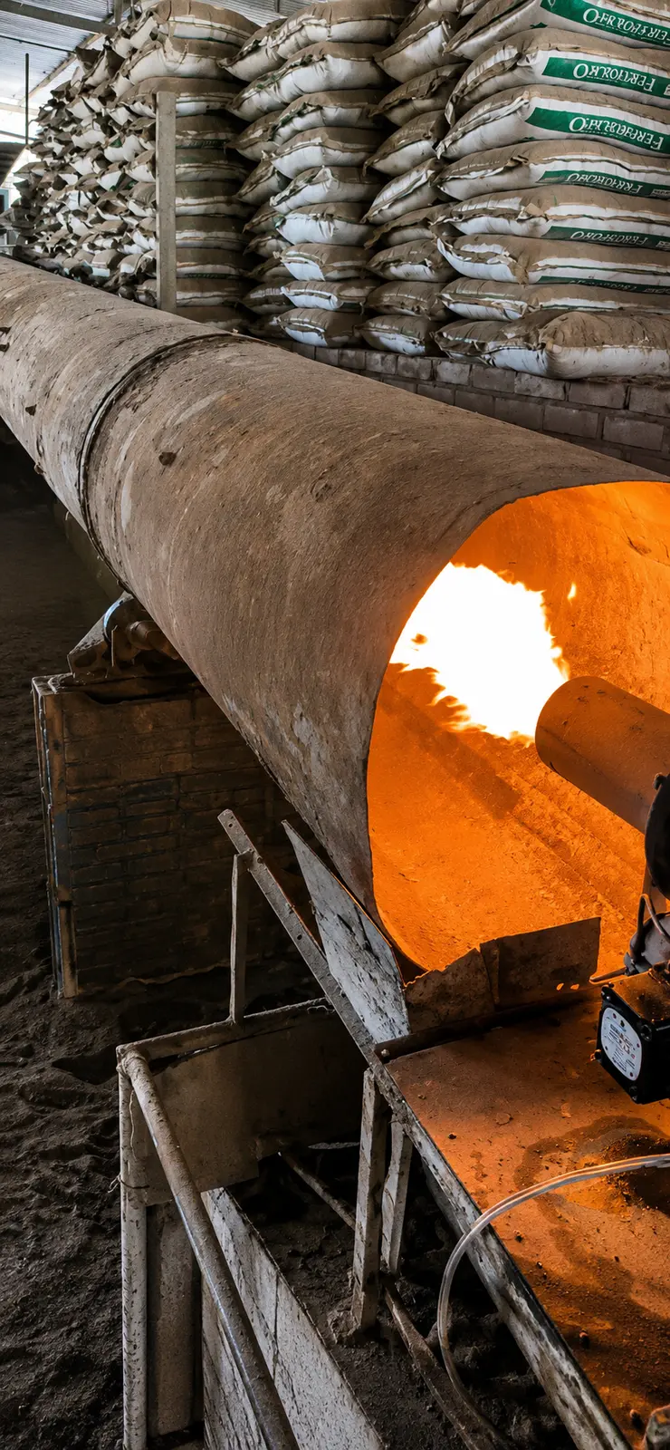 Secador industrial en funcionamiento dentro de la planta